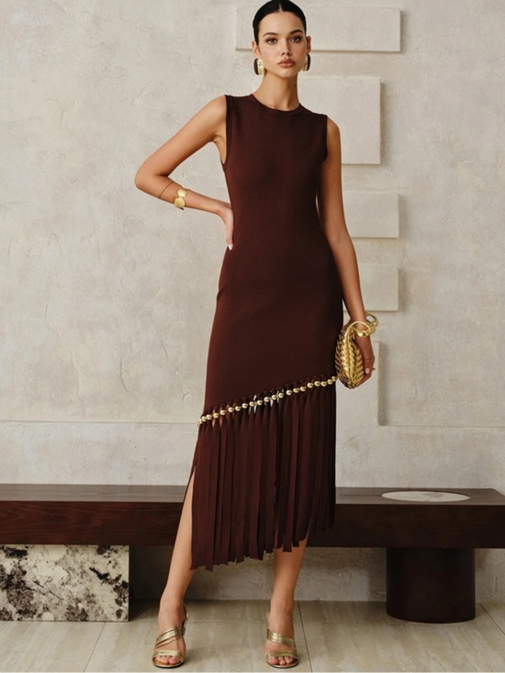 NWT 🤎 Commense Fringe Knit Dress